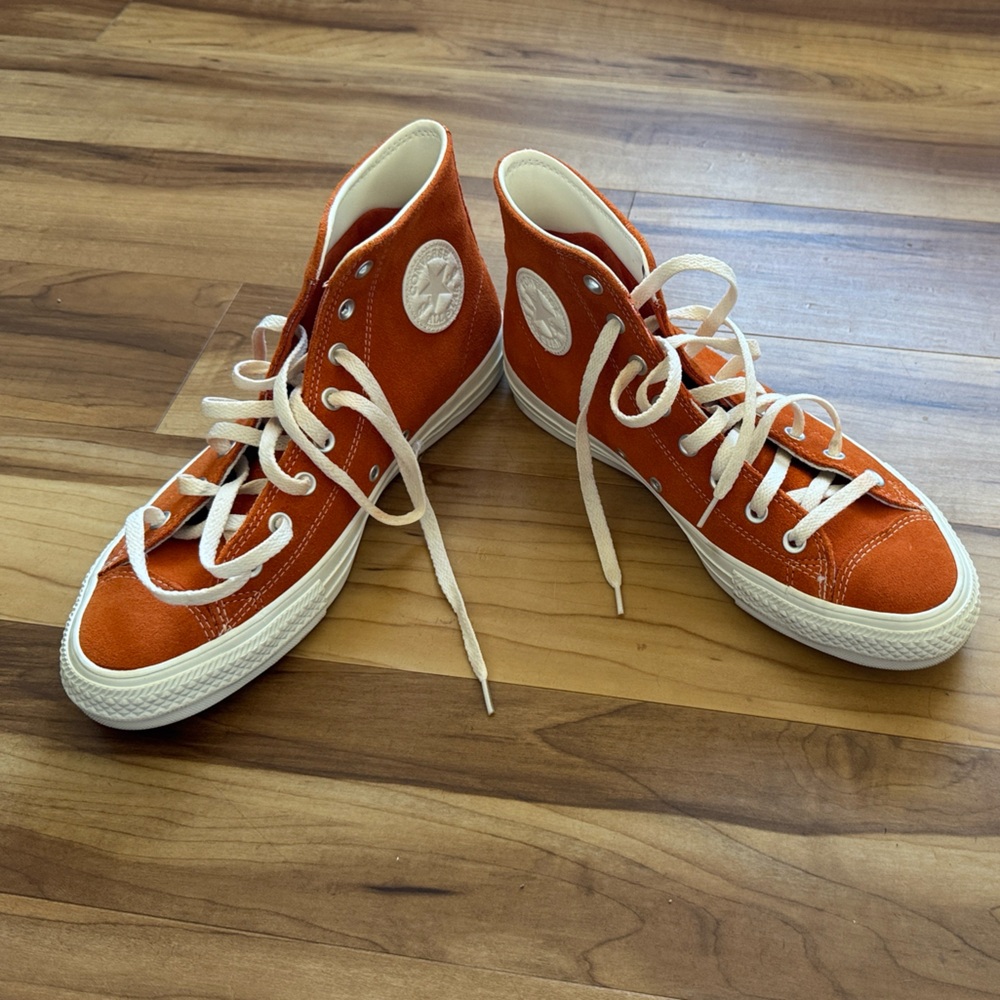 Converse Orange High-Tops with White Accents